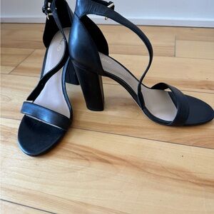 Aldo Black Leather Heeled Sandal Size 7